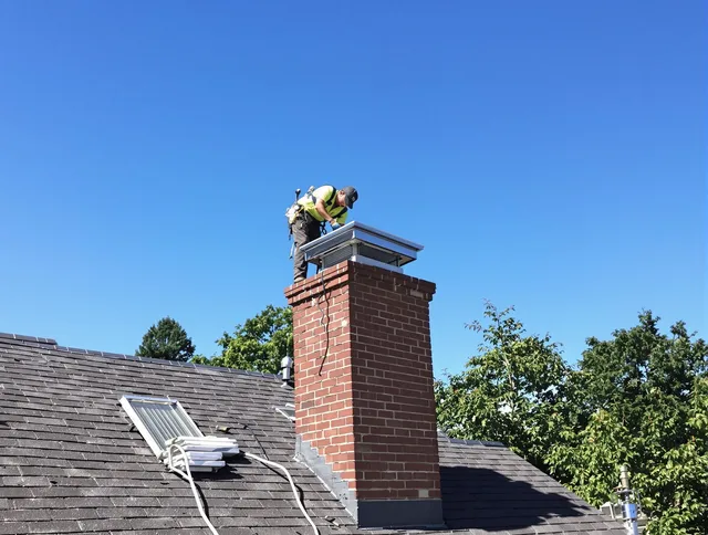 Laguna Niguel Chimney Sweep technician measuring a chimney cap in Laguna Niguel, CA