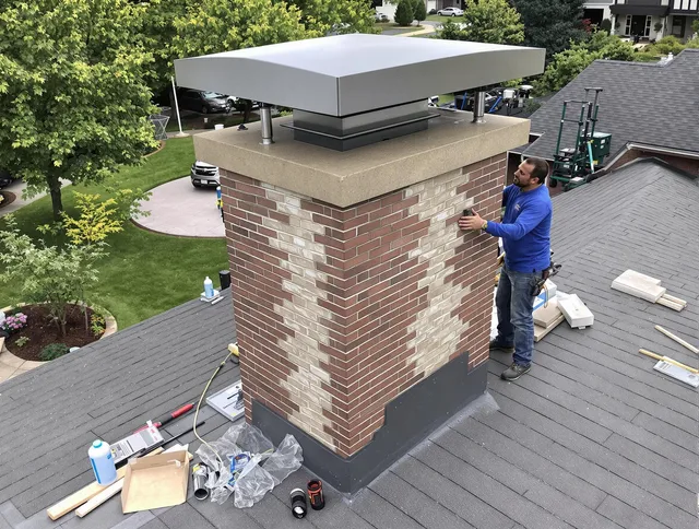 Laguna Niguel Chimney Sweep team working on a custom chimney remodel in Laguna Niguel, CA