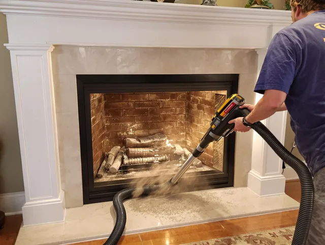 Fireplace cleaning performed by Laguna Niguel Chimney Sweep in Laguna Niguel, CA
